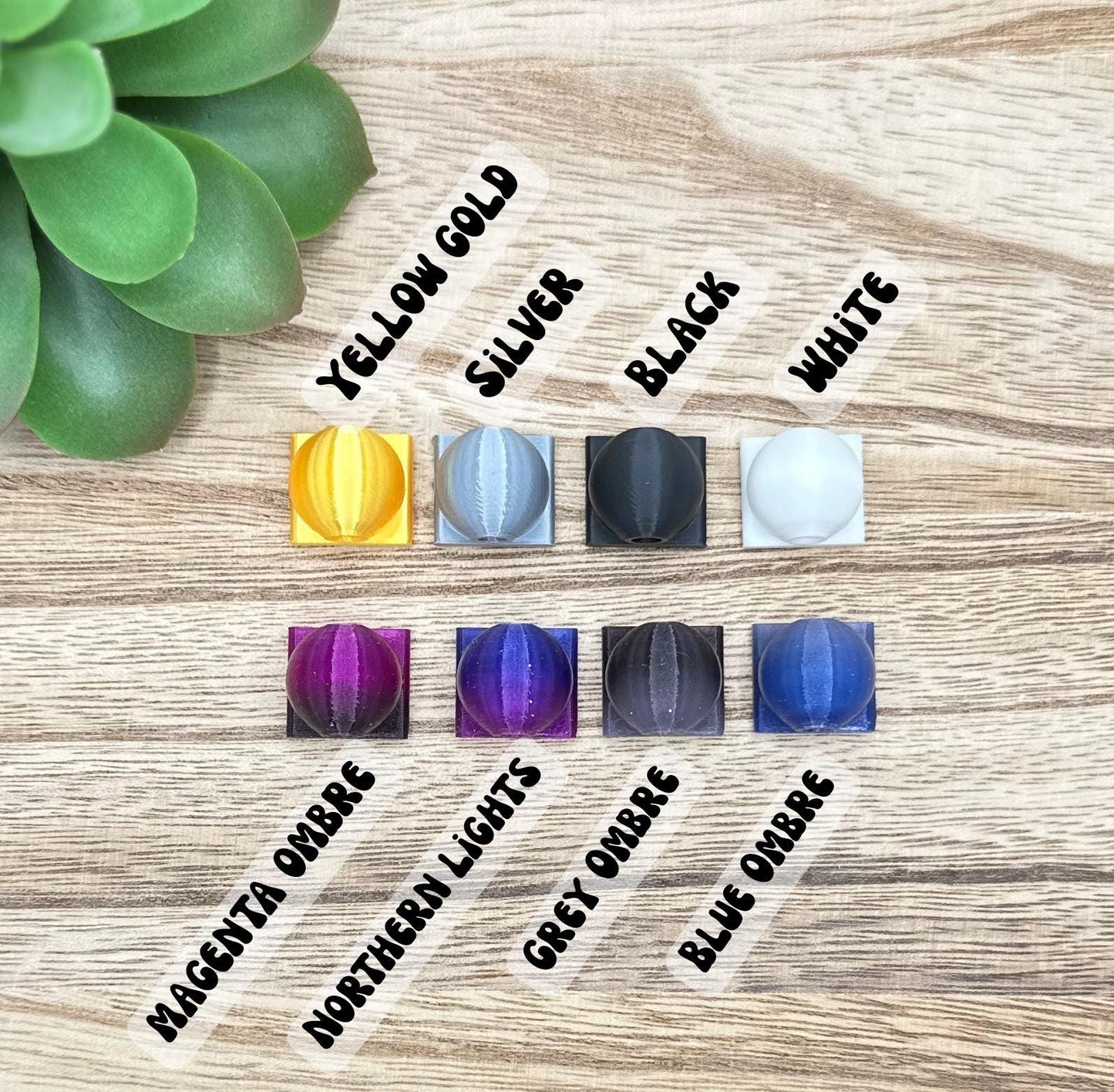 Beads for Acrylic Flatbacks 5 Pack | 3D Printed | Customizable Pen Accessories | Silicone Bead Pen Add-Ons