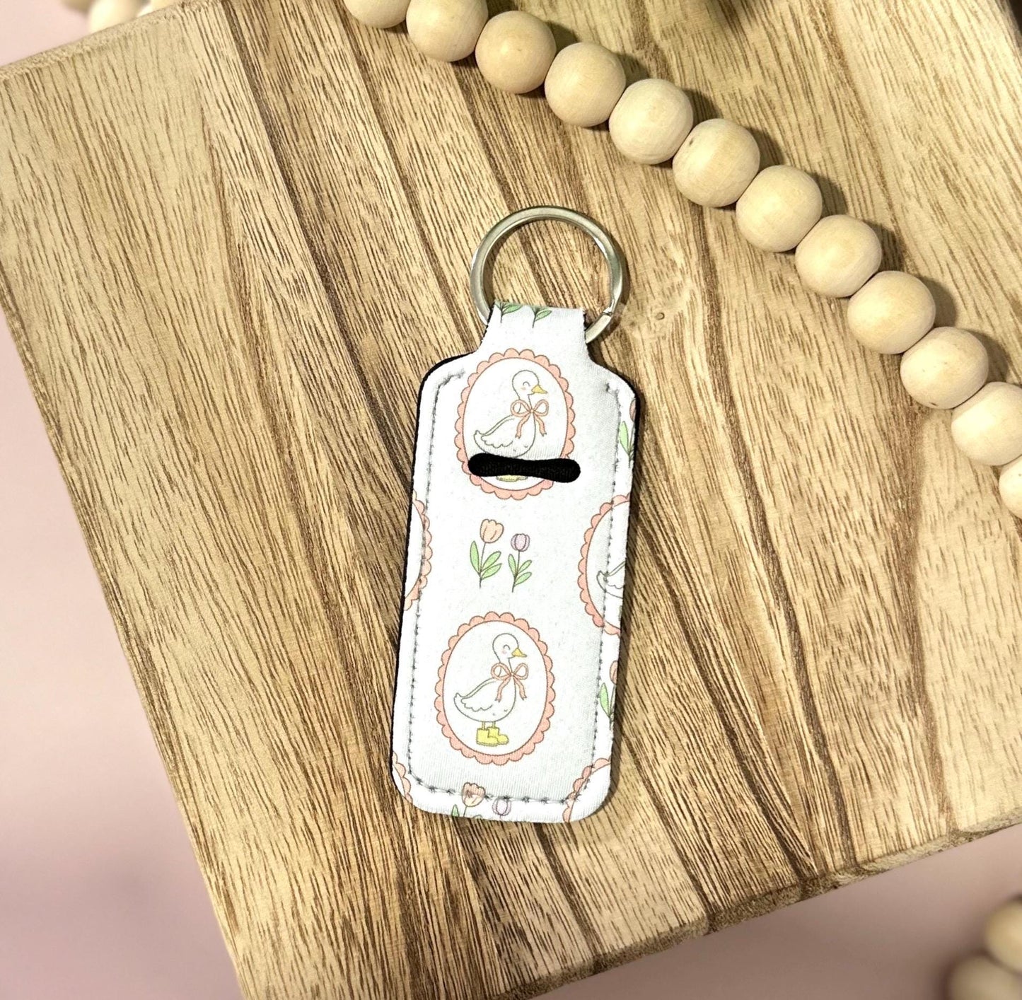 Coquette Ducks | Neoprene Chapstick Holder Key Chain Lip Balm Holder