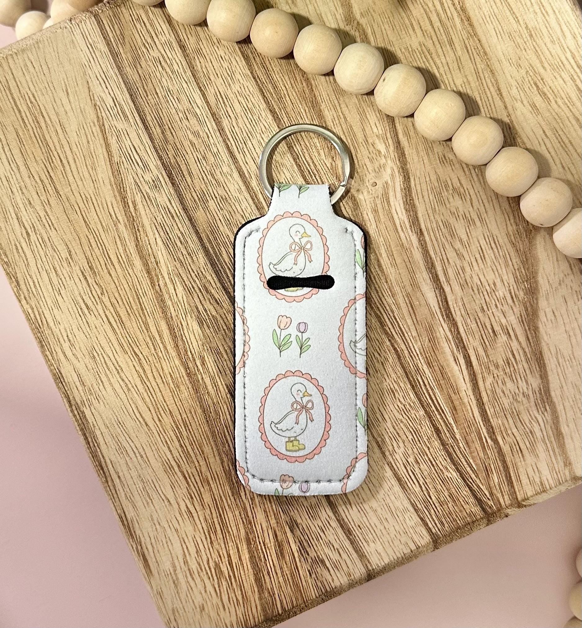 Coquette Ducks | Neoprene Chapstick Holder Key Chain Lip Balm Holder