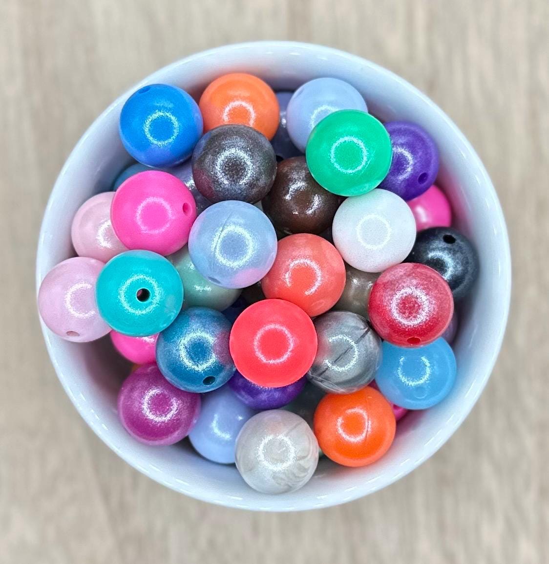 Opal Mix 15mm Silicone Round Beads