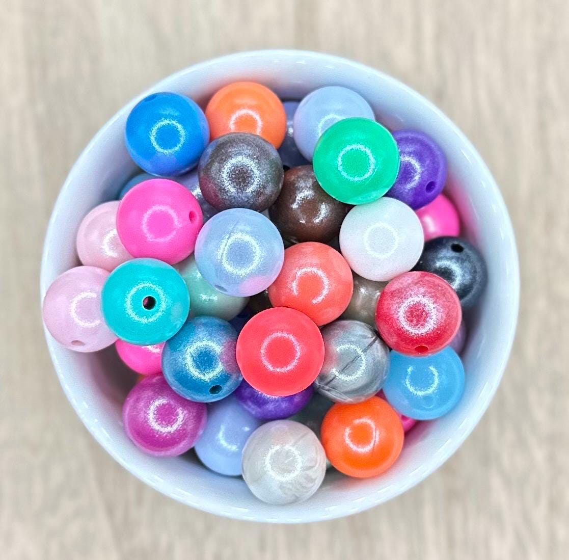 Opal Mix 15mm Silicone Round Beads