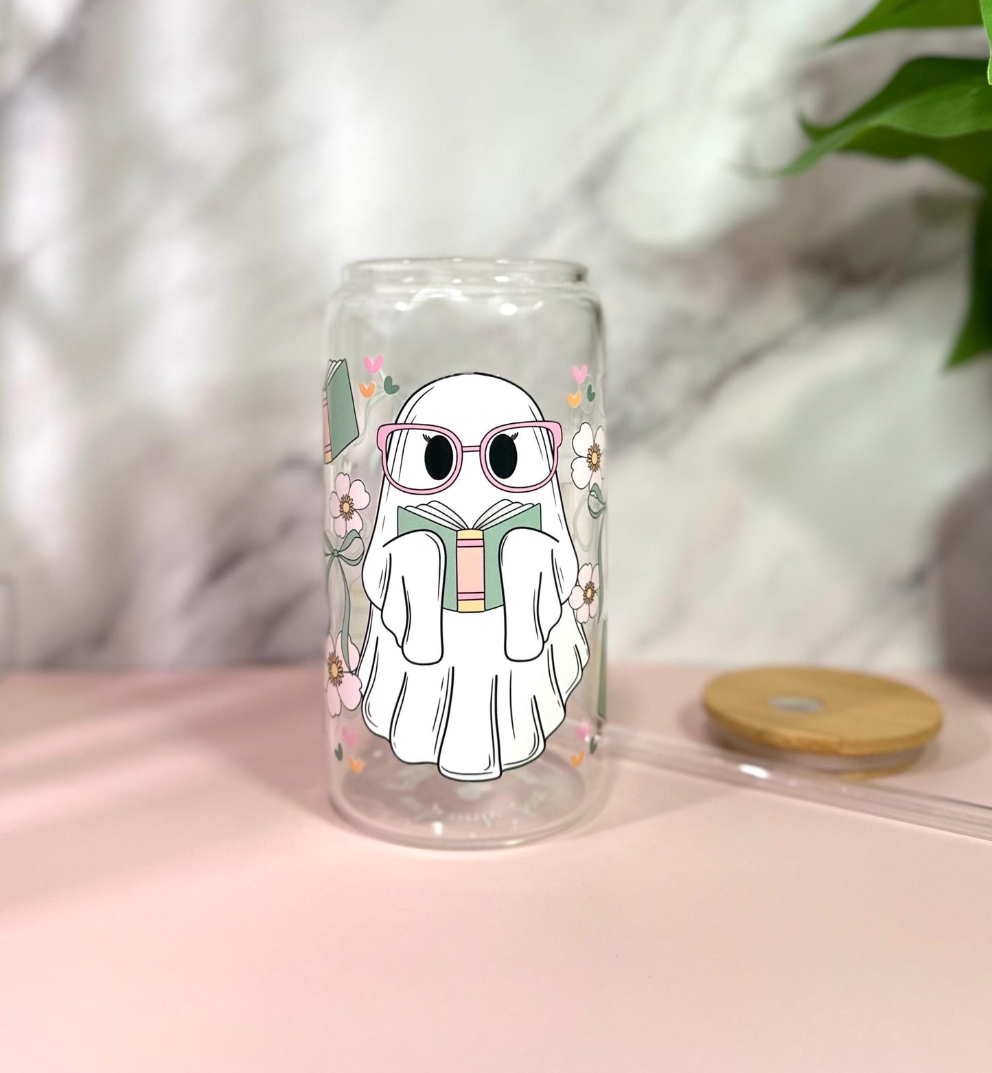Ghost Book • Glass Can Cup 16oz