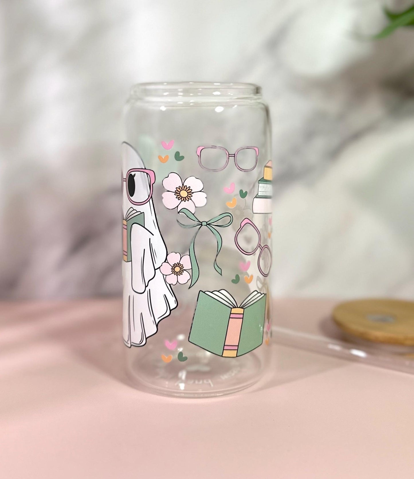 Ghost Book • Glass Can Cup 16oz