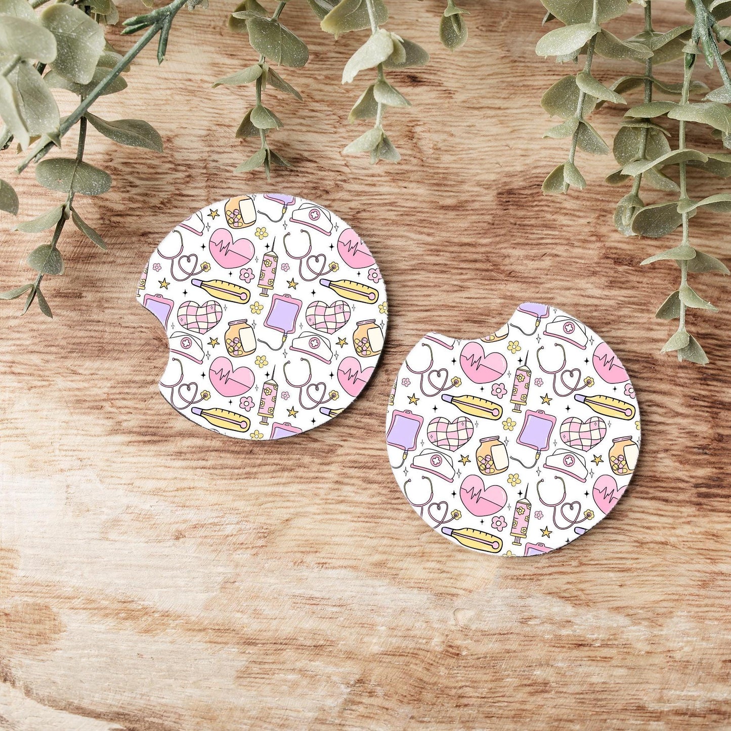 Nurse Doctor CNA Healthcare Worker Car Coasters, Neoprene Car Coasters