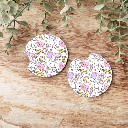 Nurse Doctor CNA Healthcare Worker Car Coasters, Neoprene Car Coasters