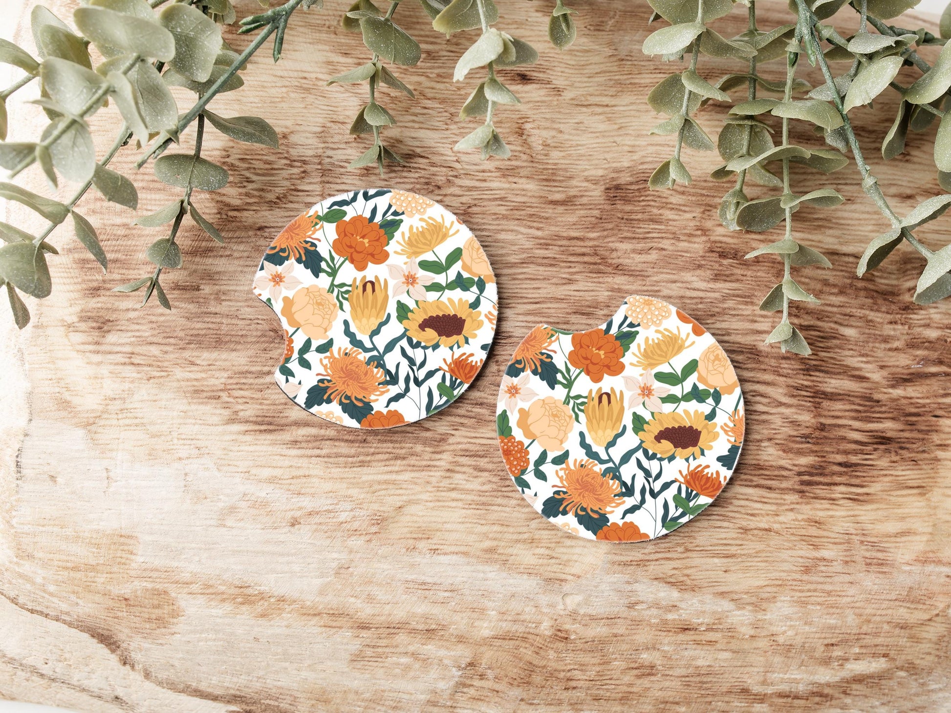Fall Bouquet Car Coasters: Neoprene Cup Holder Coasters