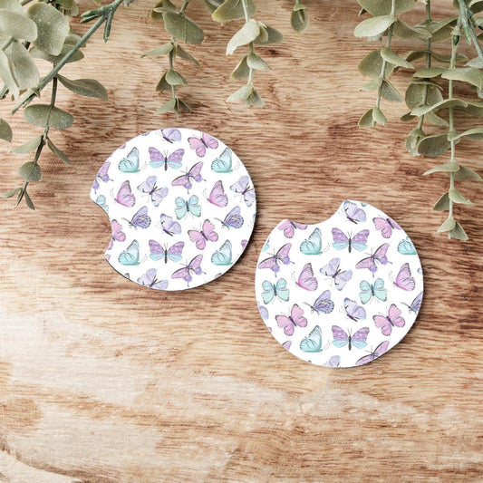 Butterflies Car Coasters: Neoprene Auto Accessories