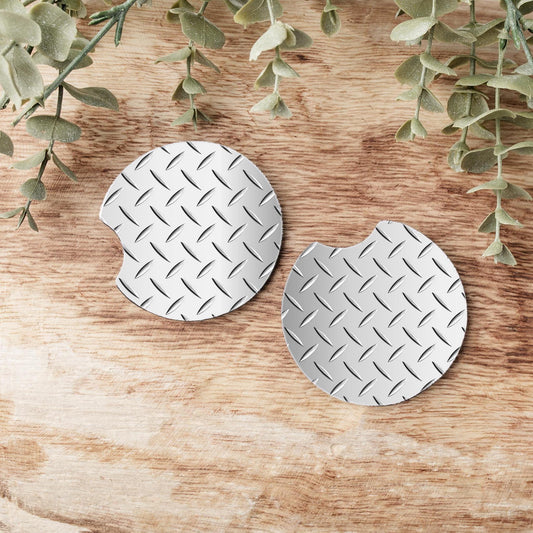 Diamond Plate Mens Car Coasters: Neoprene Auto Accessories
