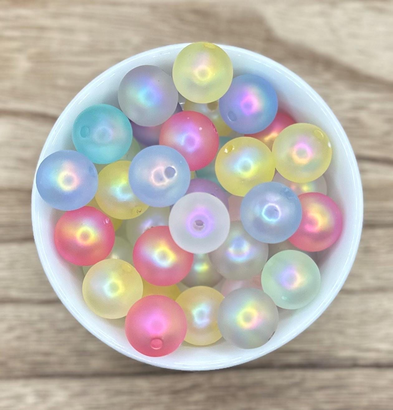 Frosted Bubble MIXED UV 16mm 10pcs Round Printed Acrylic Beads