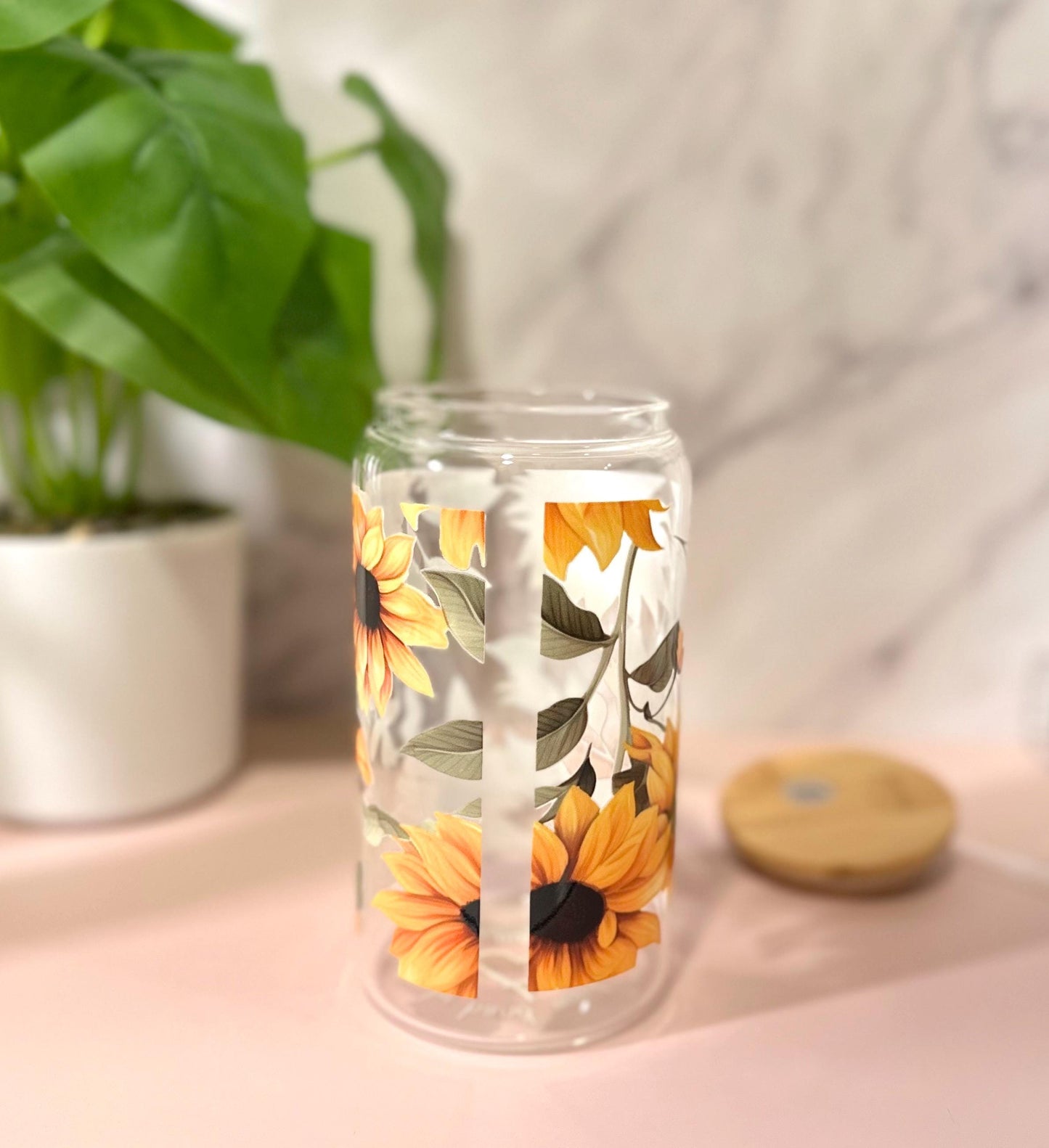 Sunflower • Glass Can Cup 16oz