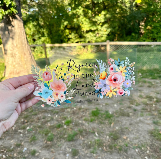 Rejoice in the Lord Always UV DTF Can Cup Wrap - Ready to Apply