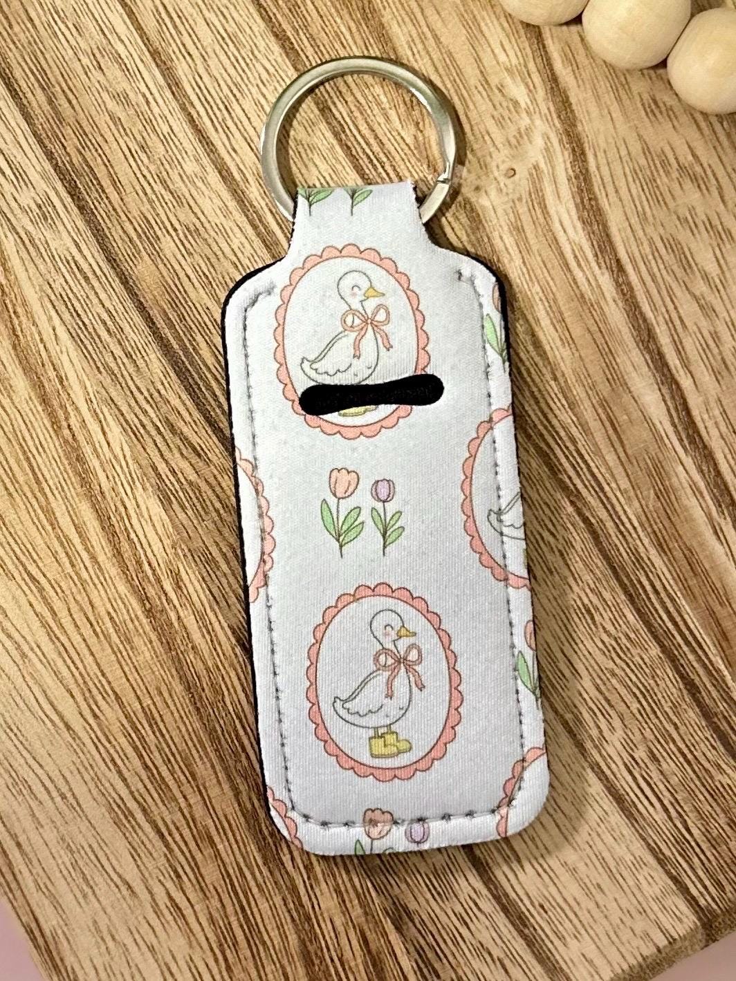 Coquette Ducks | Neoprene Chapstick Holder Key Chain Lip Balm Holder