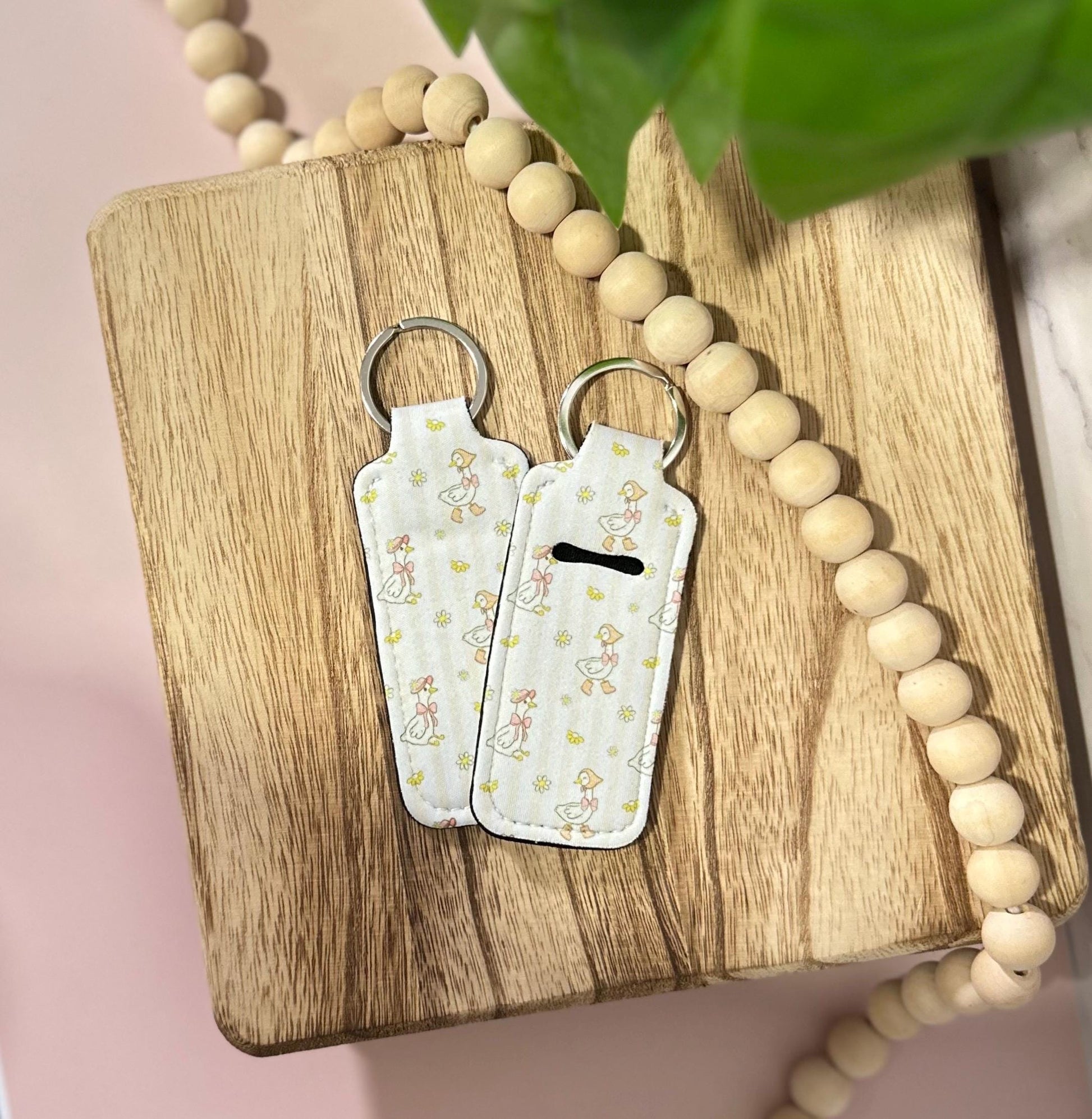 Coquette Ducks | Neoprene Chapstick Holder Key Chain Lip Balm Holder