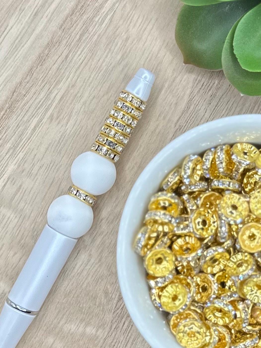 Gold Clear 10mm Rhinestone Spacers