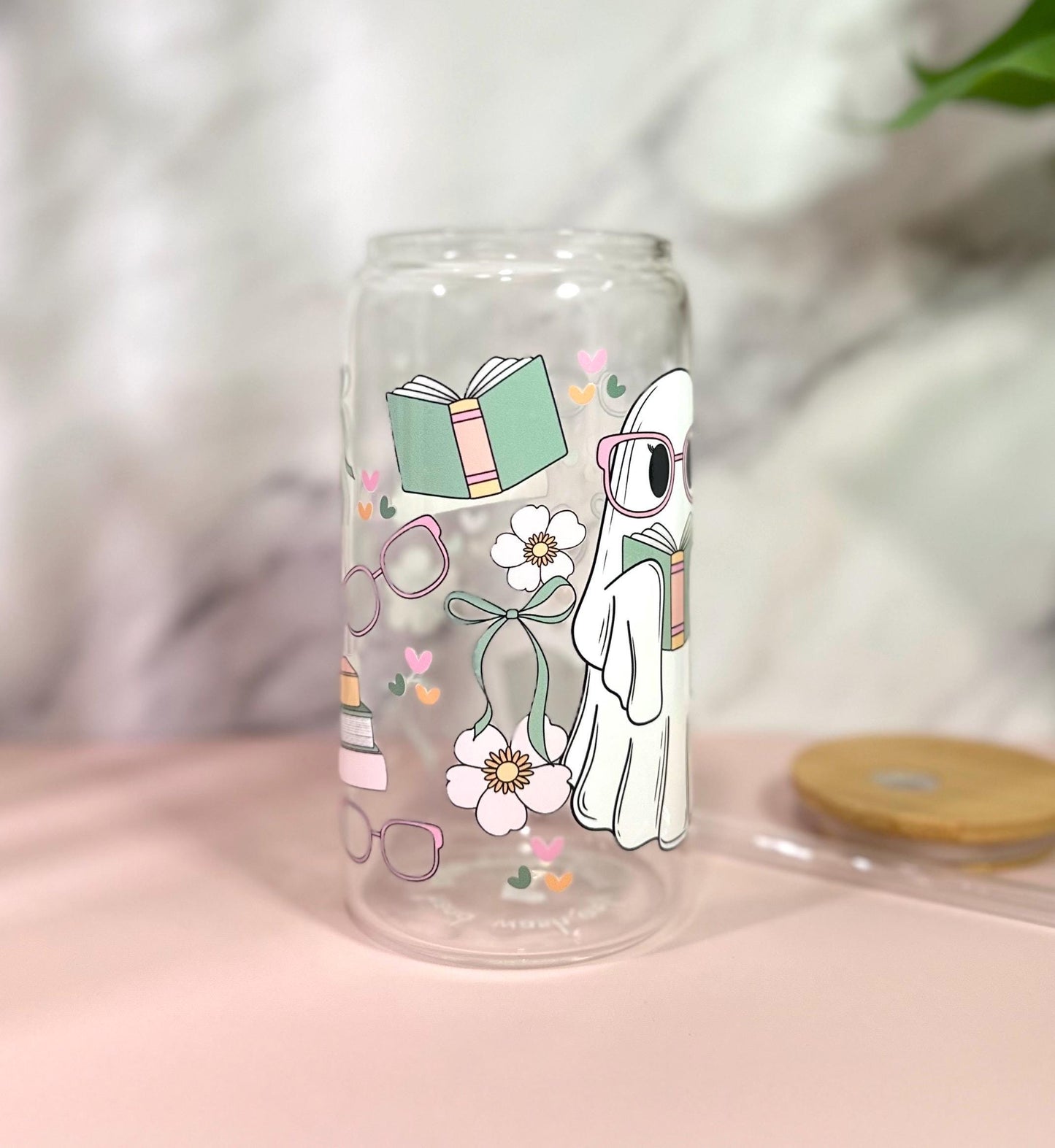 Ghost Book • Glass Can Cup 16oz
