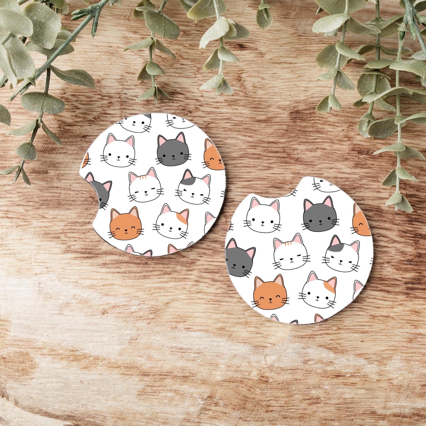 Meowy Cute Car Coasters, Neoprene Car Coasters