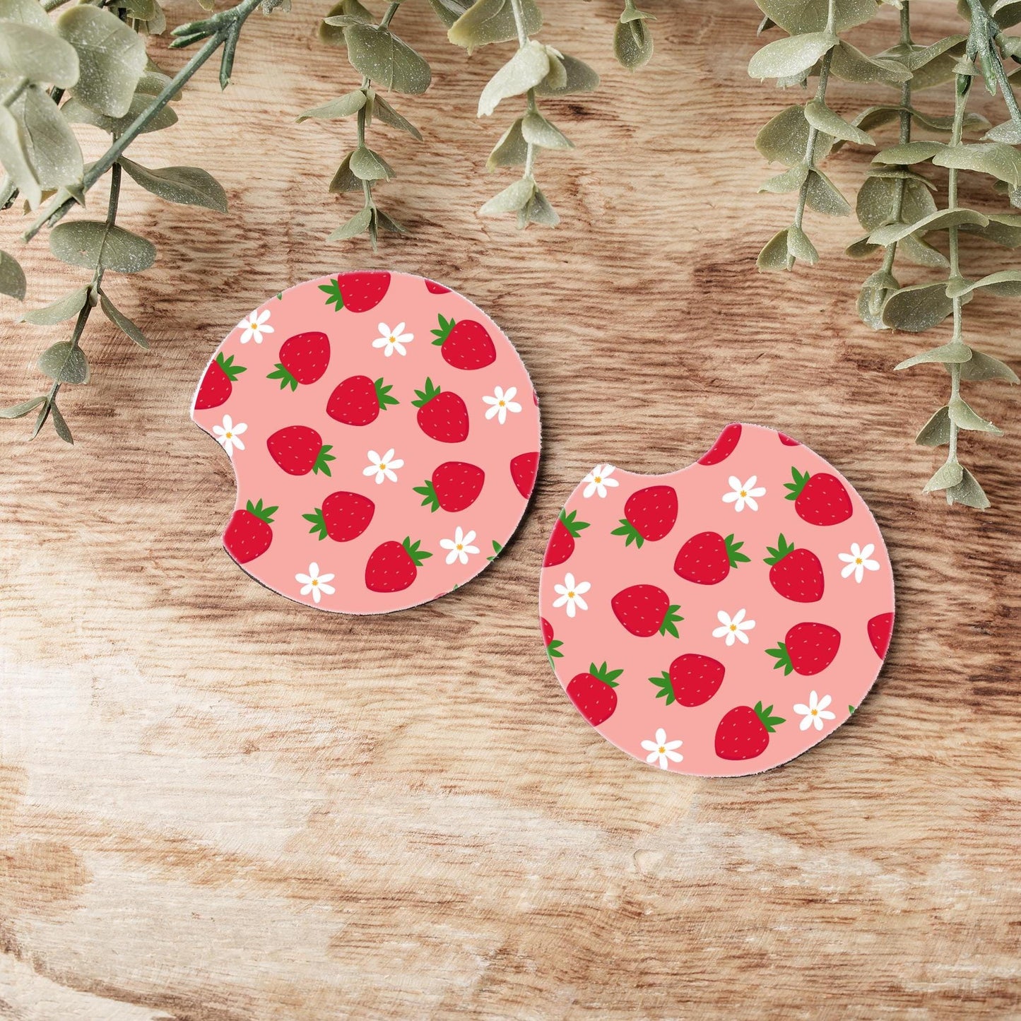 Strawberry Car Coasters, Neoprene Car Coasters