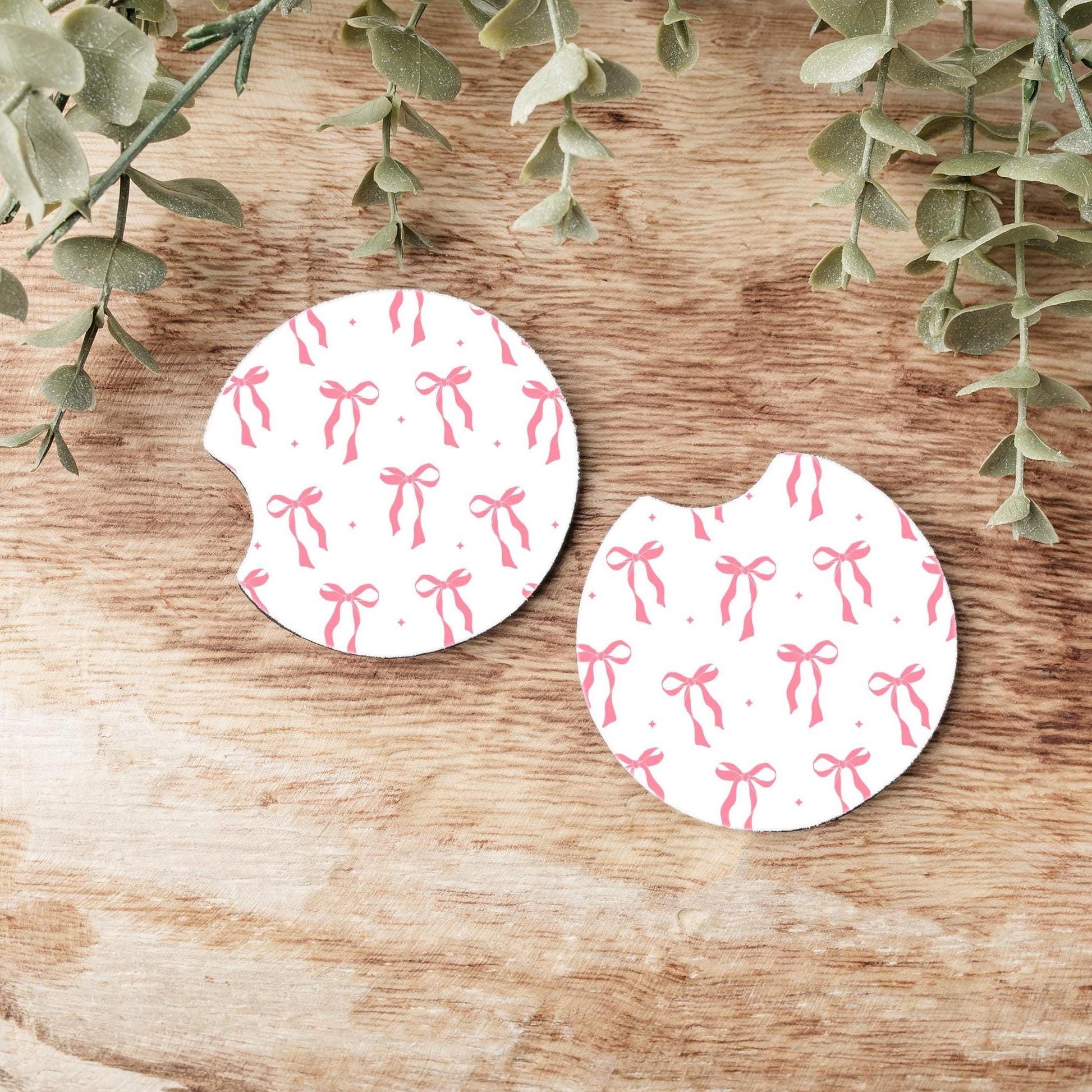Small Bows Car Coasters, Neoprene Car Coasters