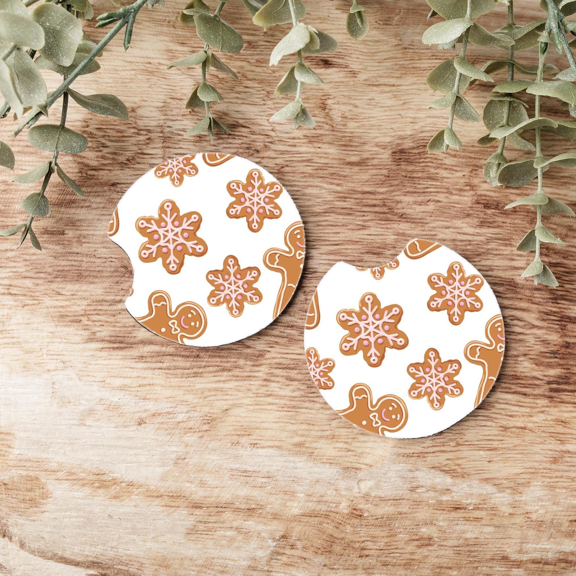 Gingerbread Cookies Christmas Car Coasters: Neoprene Auto Accessories