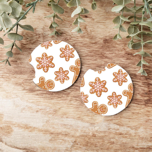 Gingerbread Cookies Christmas Car Coasters: Neoprene Auto Accessories