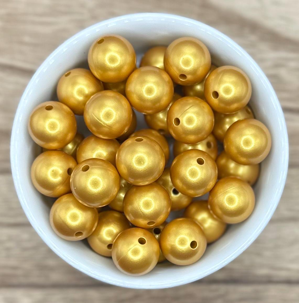 Gold 15mm Round Silicone Beads