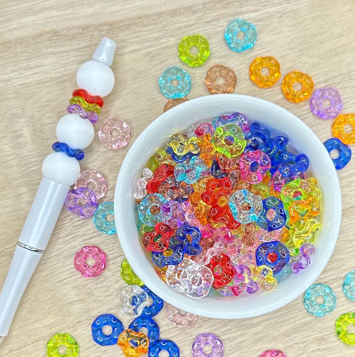 20pk | Clear Color Acrylic Wavy Mix Colors 12mm Spacers