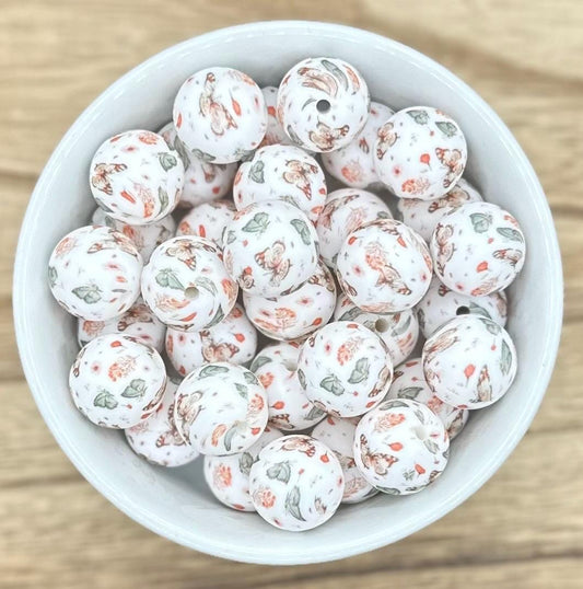 Butterfly Print 15mm Round Silicone Beads