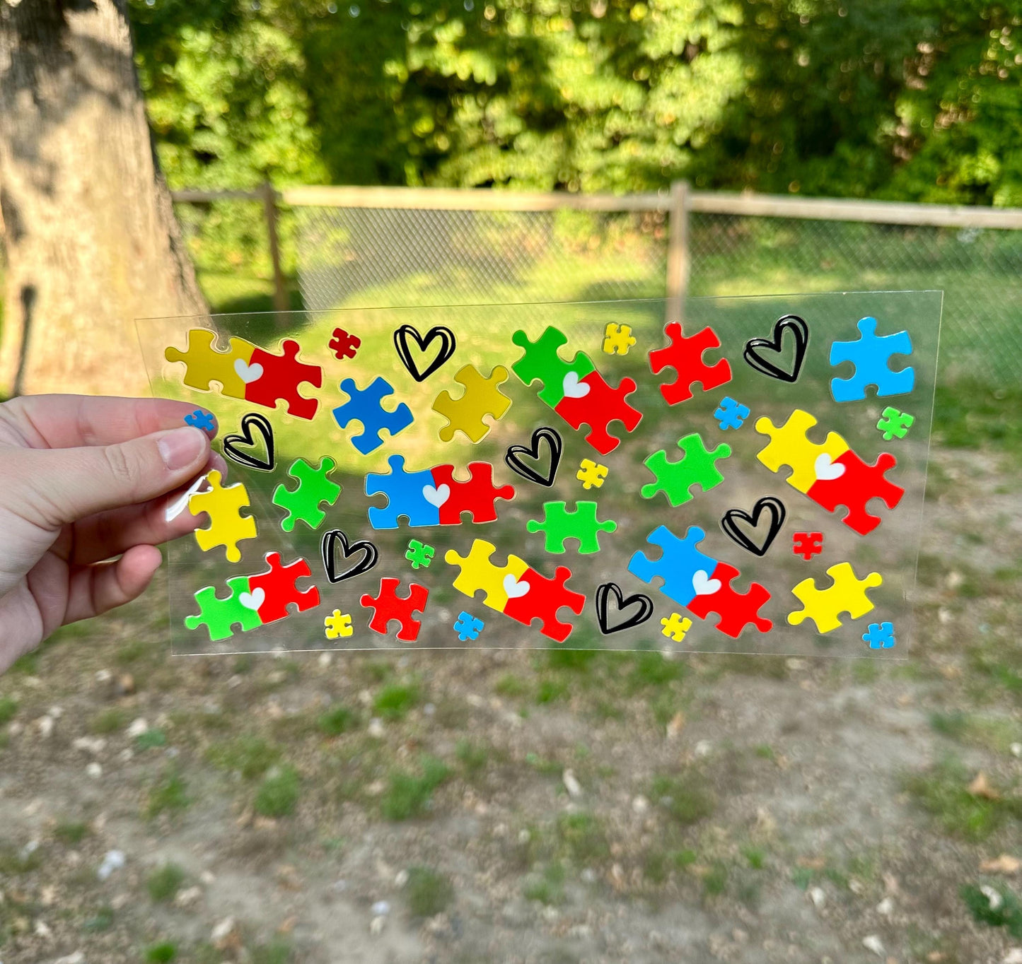 Autism Awareness Puzzle UV DTF Can Cup Wrap - Ready to Apply