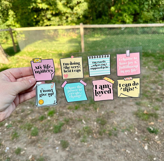 Sticky Note Encouragement UV DTF Can Cup Wrap - Ready to Apply