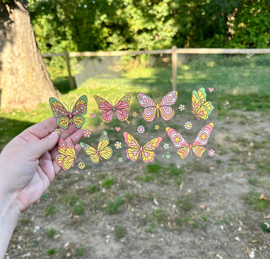 Moth Butterfly Multi Color UV DTF Can Cup Wrap - Ready to Apply