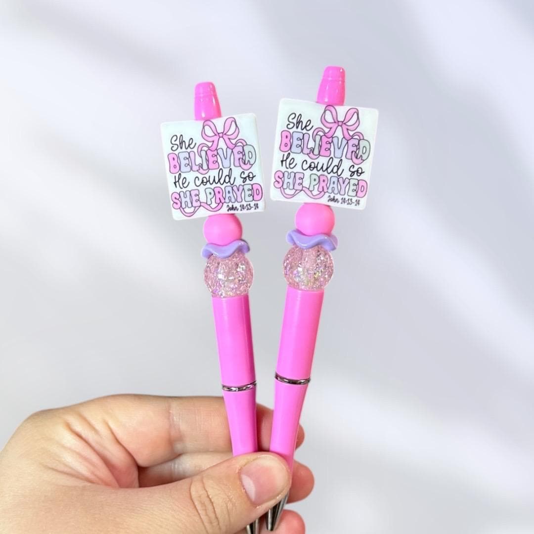 She Believed He Could So She Prayed | Jesus | Christian Gift Beaded Pen