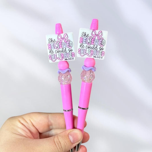 She Believed He Could So She Prayed | Jesus | Christian Gift Beaded Pen