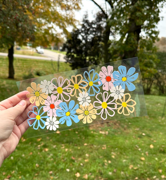 Pastel Flowers | UV DTF Can Cup Wrap | Ready to Apply