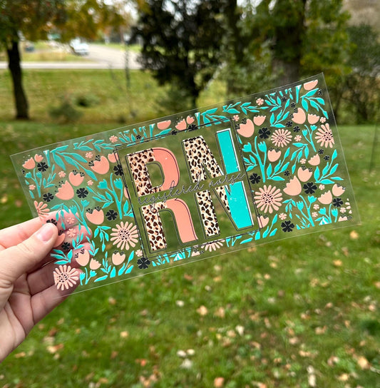 Registered Nurse Floral | UV DTF Can Cup Wrap | Ready to Apply