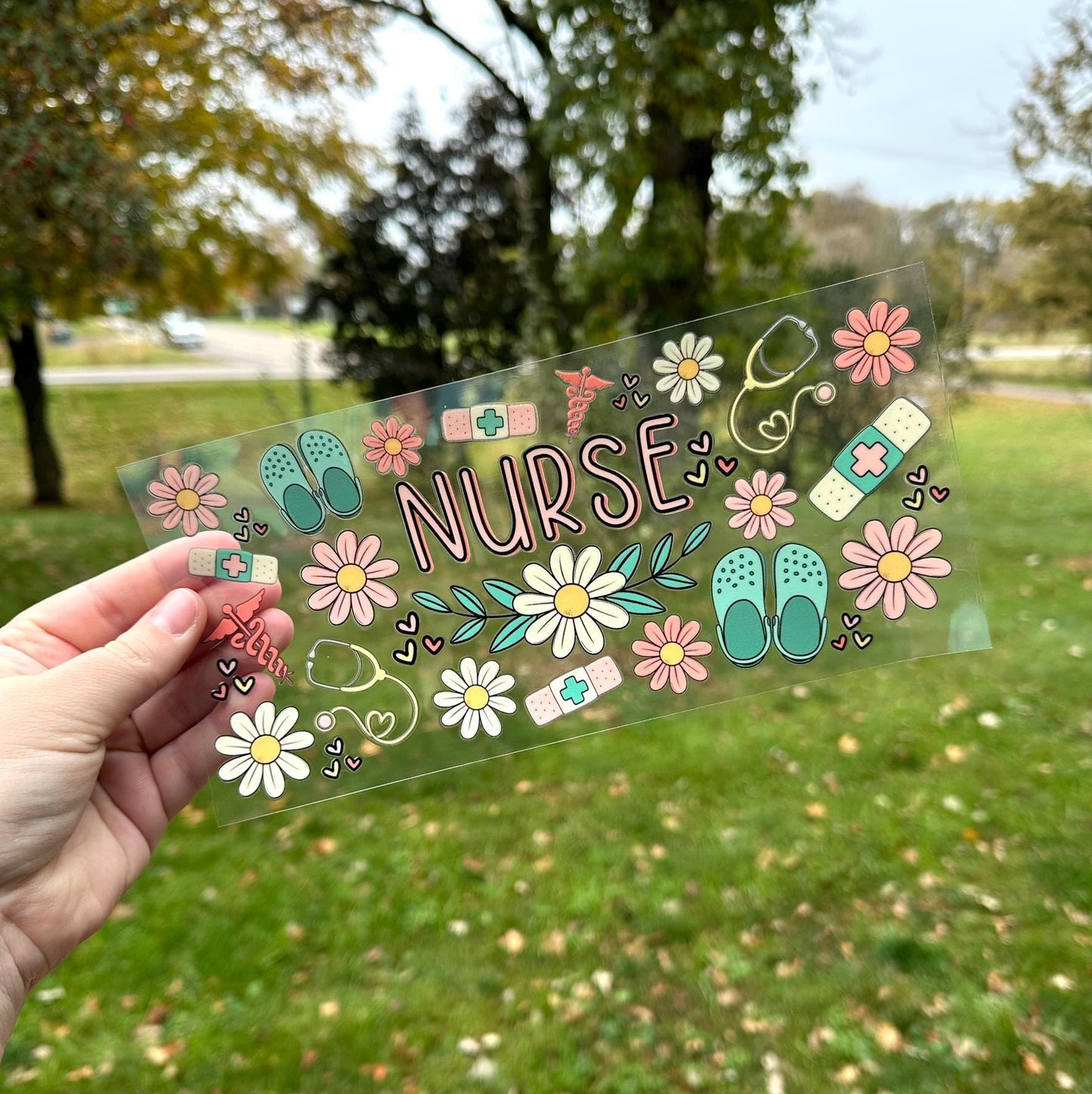 Nurse Floral Boho | UV DTF Can Cup Wrap | Ready to Apply