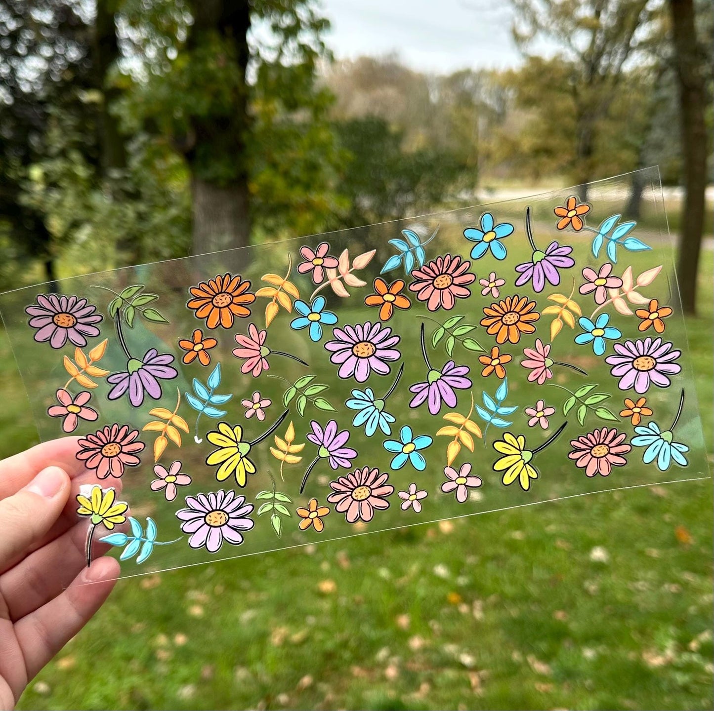 Colorful Flowers | UV DTF Can Cup Wrap | Ready to Apply