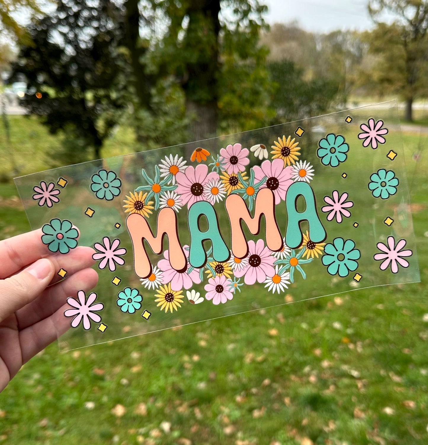 Mama Pastel Floral | UV DTF Can Cup Wrap | Ready to Apply