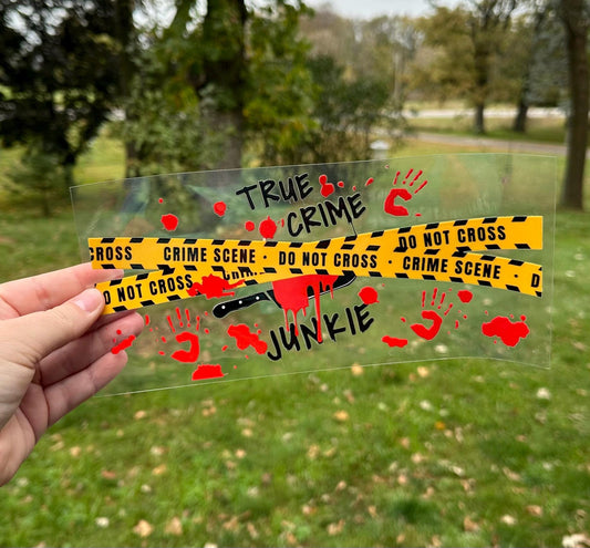 True Crime | UV DTF Can Cup Wrap | Ready to Apply