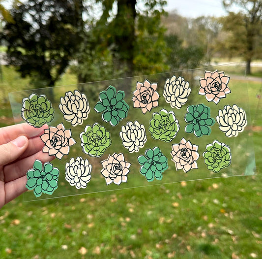Succulent Plant | UV DTF Can Cup Wrap | Ready to Apply