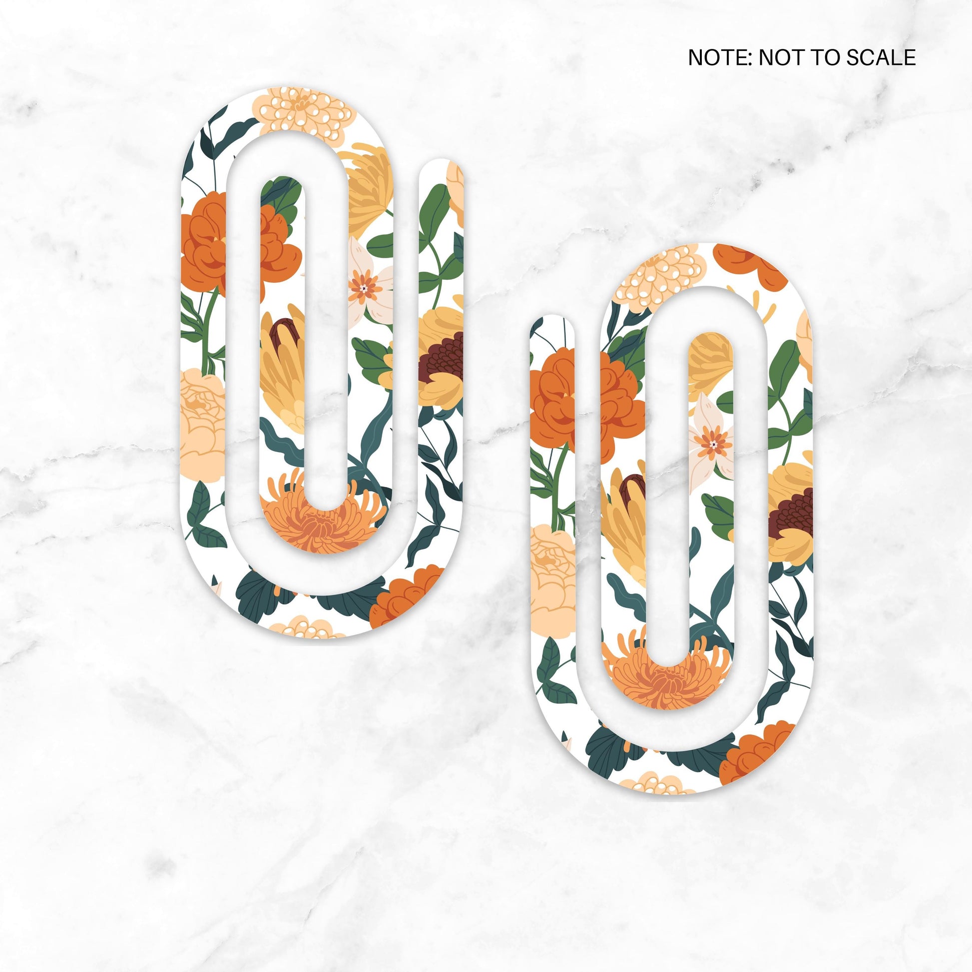 Fall Floral Extra Large Acrylic Paper Clip (3.94 x 1.97 in) | Jumbo Clear Bookmark | Cute Desk Accessory & Stationery Gift