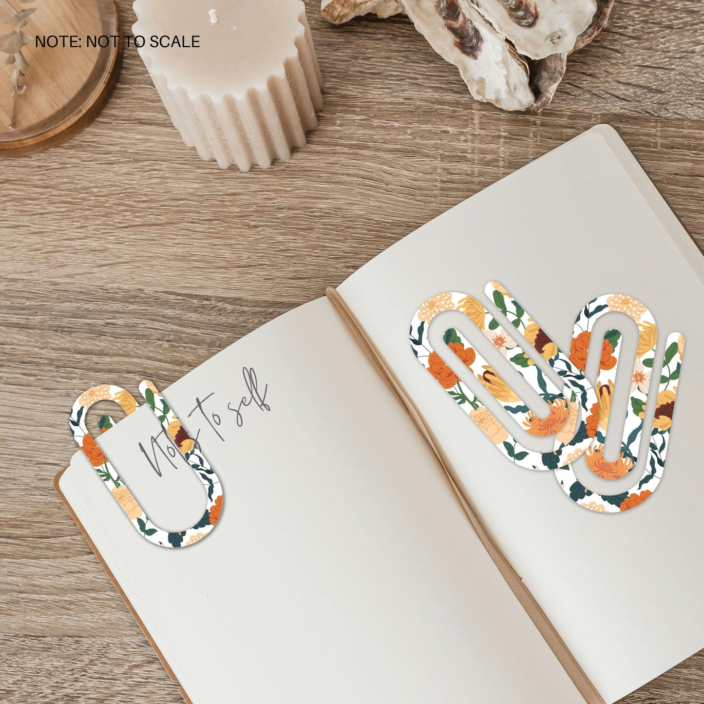Fall Floral Extra Large Acrylic Paper Clip (3.94 x 1.97 in) | Jumbo Clear Bookmark | Cute Desk Accessory & Stationery Gift