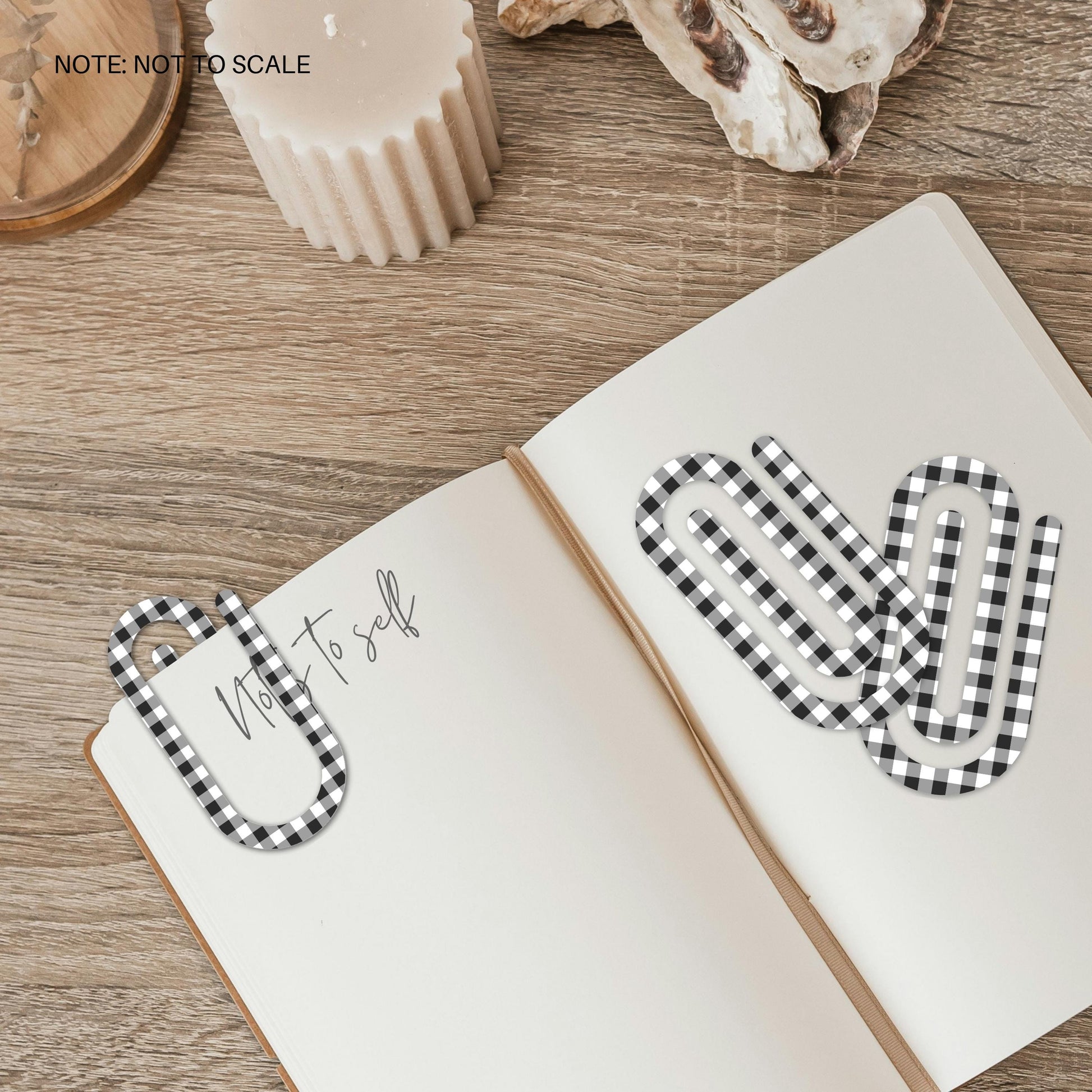 Buffalo Plaid Extra Large Acrylic Paper Clip (3.94 x 1.97 in) | Jumbo Clear Bookmark | Cute Desk Accessory & Stationery Gift