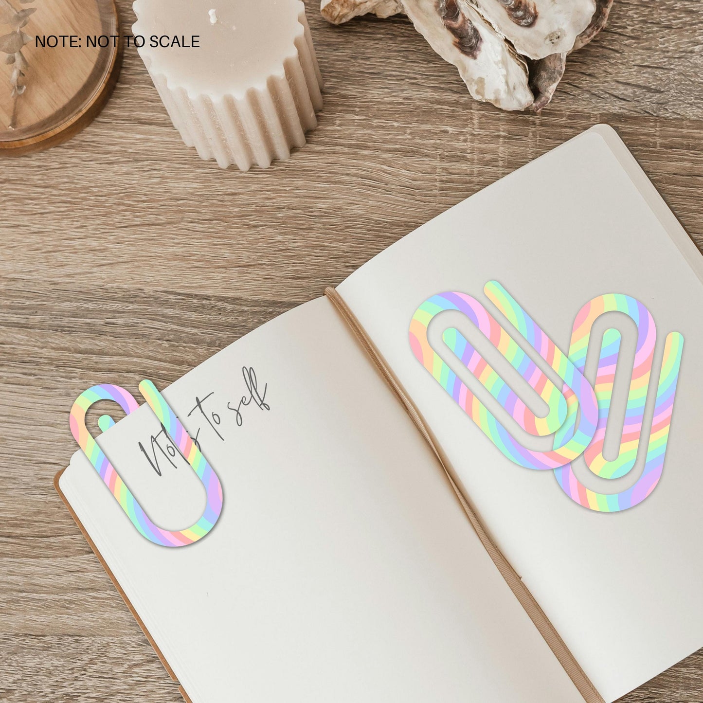 Pastel Rainbow Extra Large Acrylic Paper Clip (3.94 x 1.97 in) | Jumbo Clear Bookmark | Cute Desk Accessory & Stationery Gift
