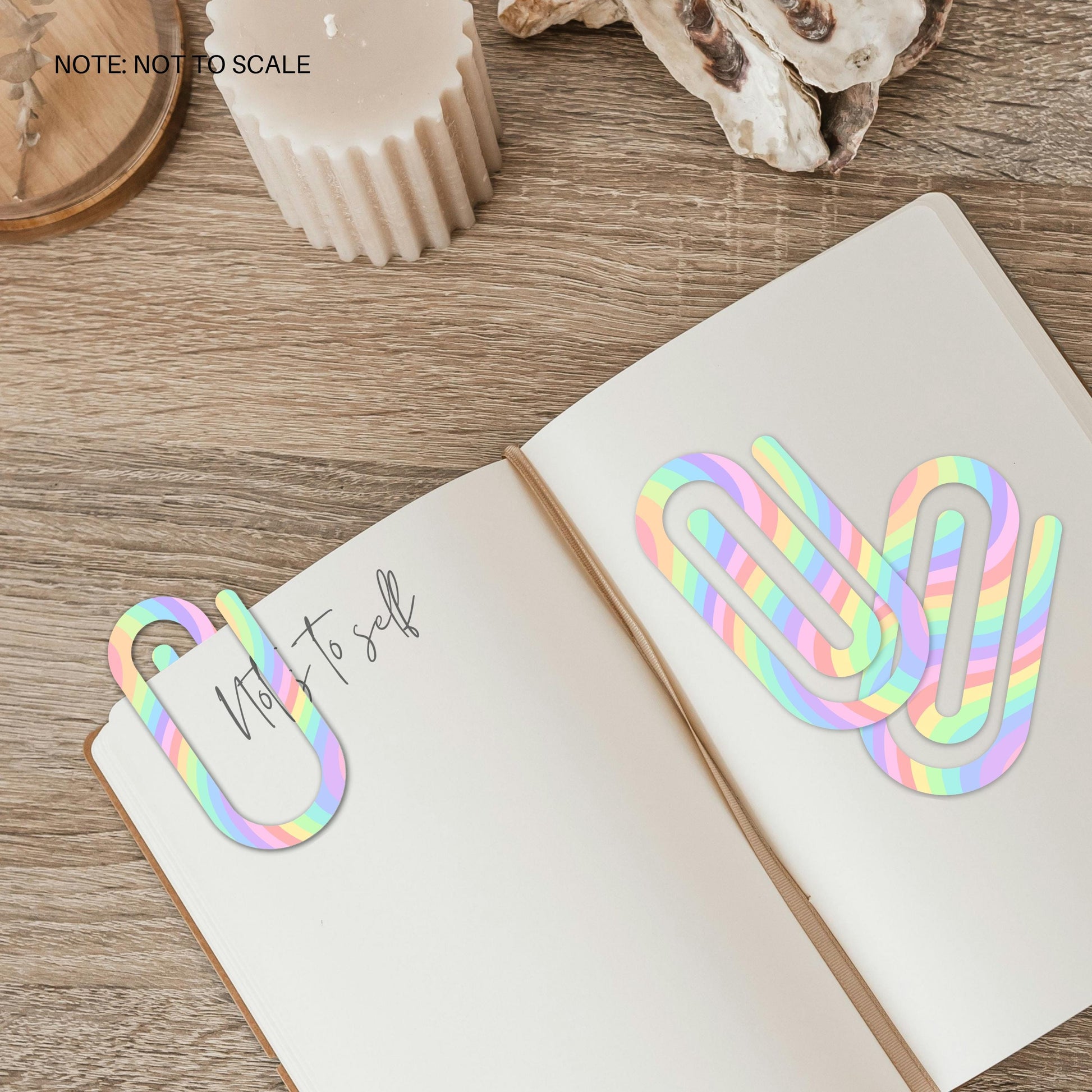 Pastel Rainbow Extra Large Acrylic Paper Clip (3.94 x 1.97 in) | Jumbo Clear Bookmark | Cute Desk Accessory & Stationery Gift
