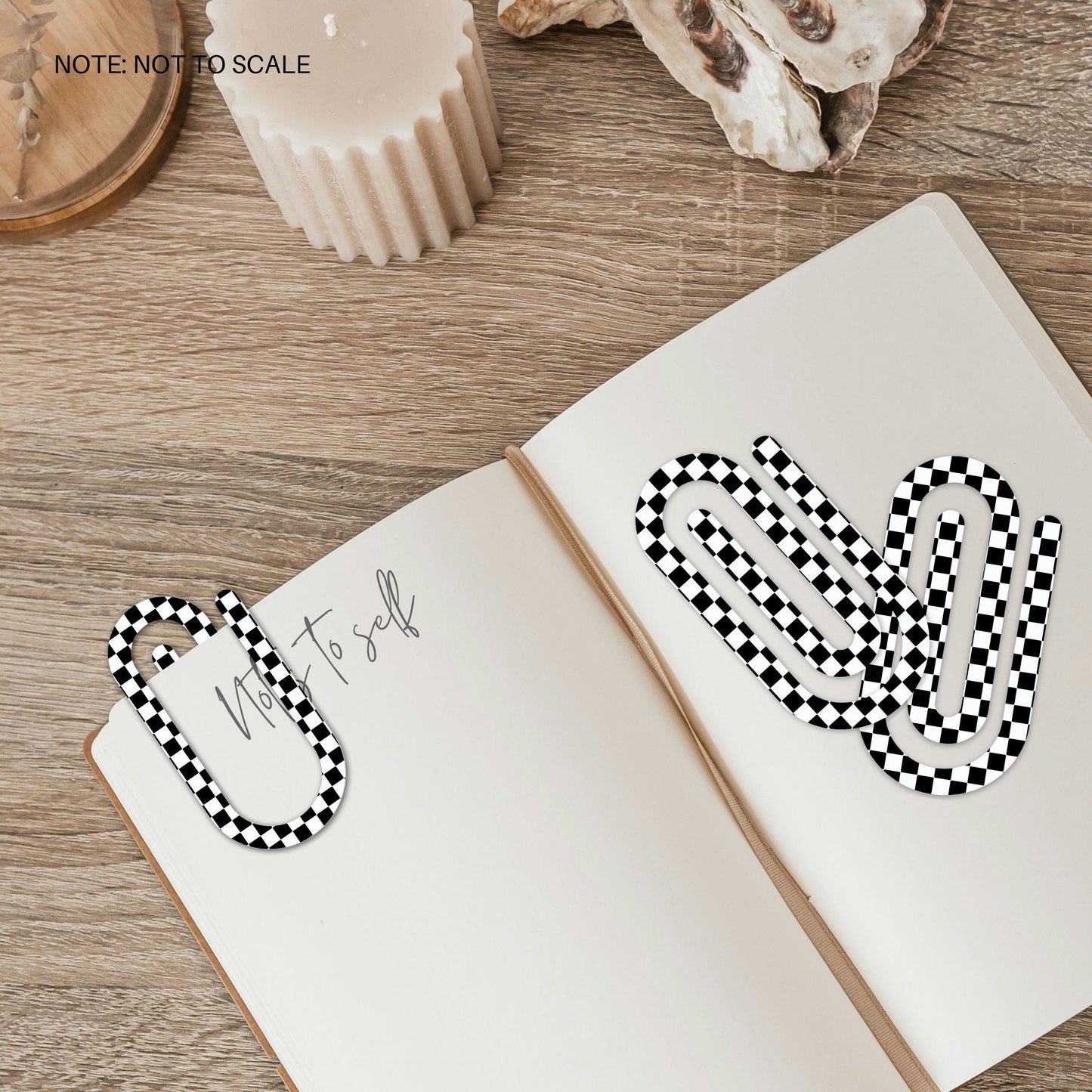 Classic Checkered Extra Large Acrylic Paper Clip (3.94 x 1.97 in) | Jumbo Clear Bookmark | Cute Desk Accessory & Stationery Gift