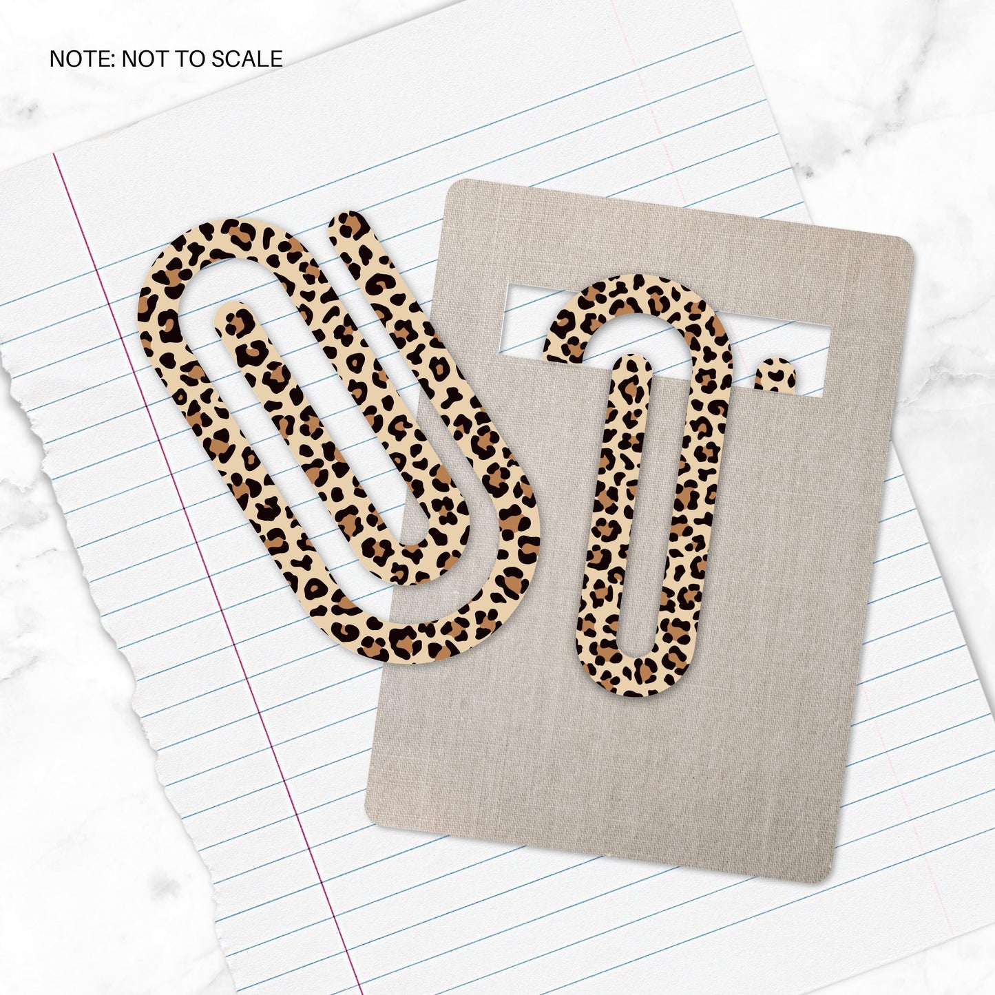 Cheetah Leopard Print Extra Large Acrylic Paper Clip (3.94 x 1.97 in) | Jumbo Clear Bookmark | Cute Desk Accessory & Stationery Gift