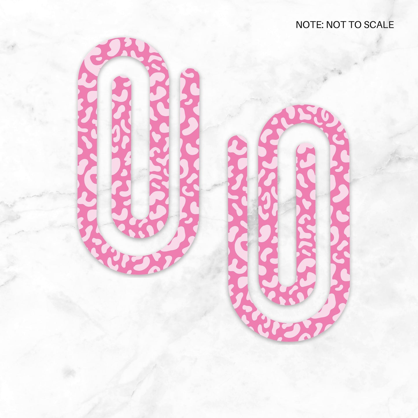 Pink Cheetah Extra Large Acrylic Paper Clip (3.94 x 1.97 in) | Jumbo Clear Bookmark | Cute Desk Accessory & Stationery Gift