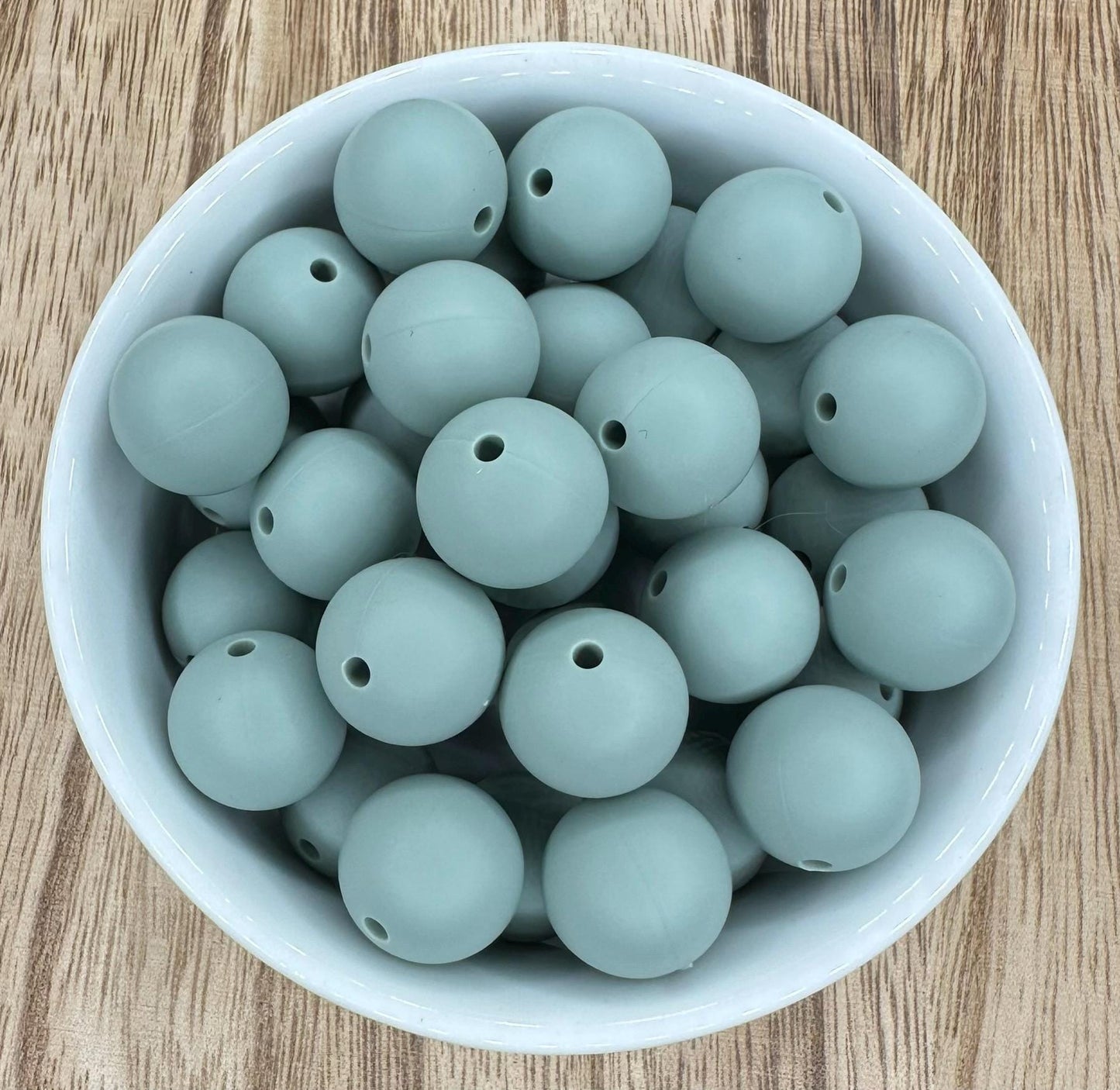 Gray Moss Solid 15mm Round Silicone Beads