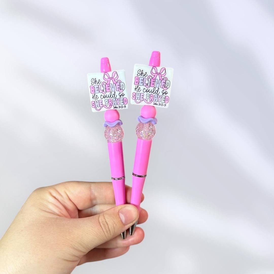 She Believed He Could So She Prayed | Jesus | Christian Gift Beaded Pen