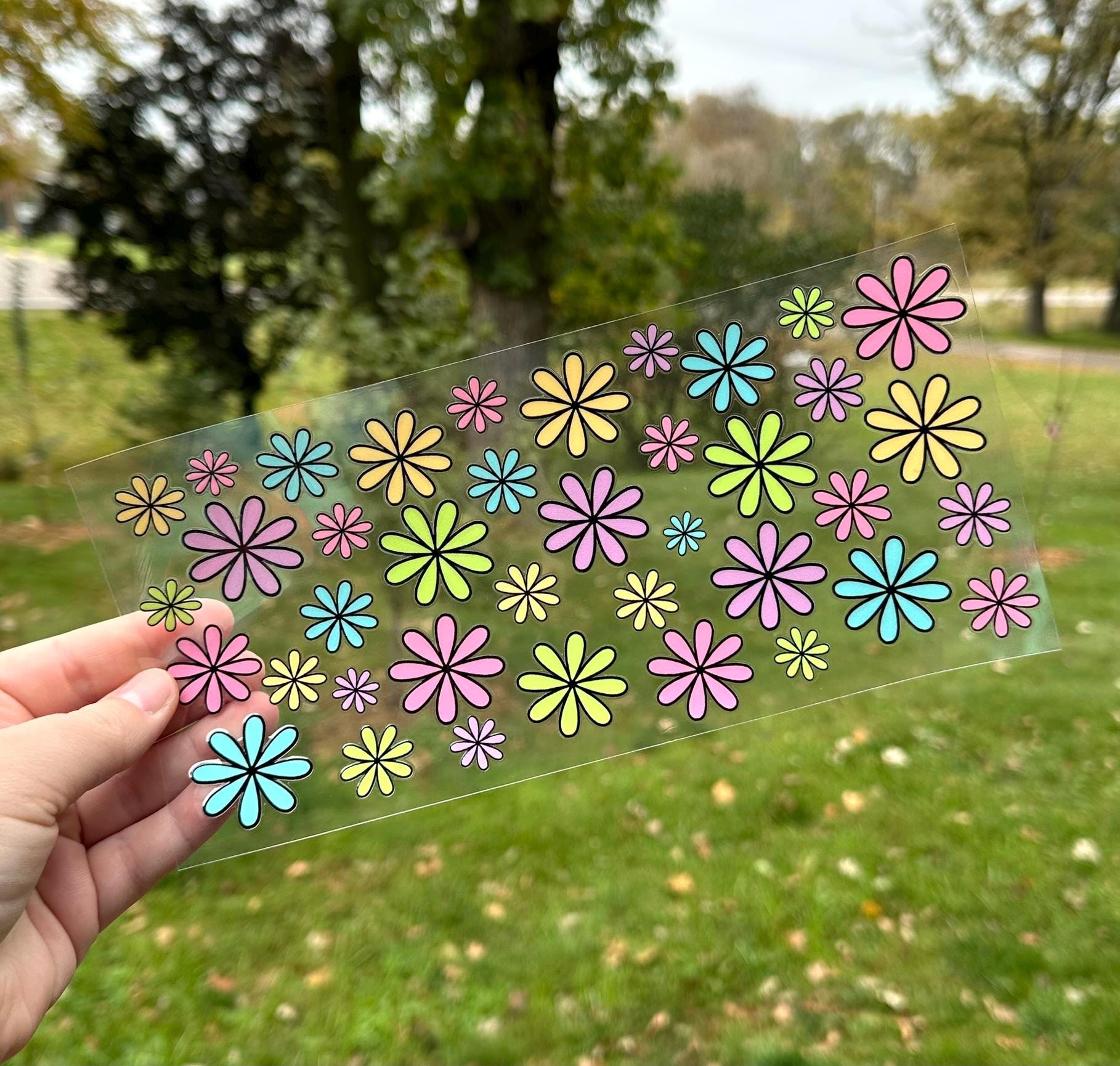 Groovy Flowers | UV DTF Can Cup Wrap | Ready to Apply